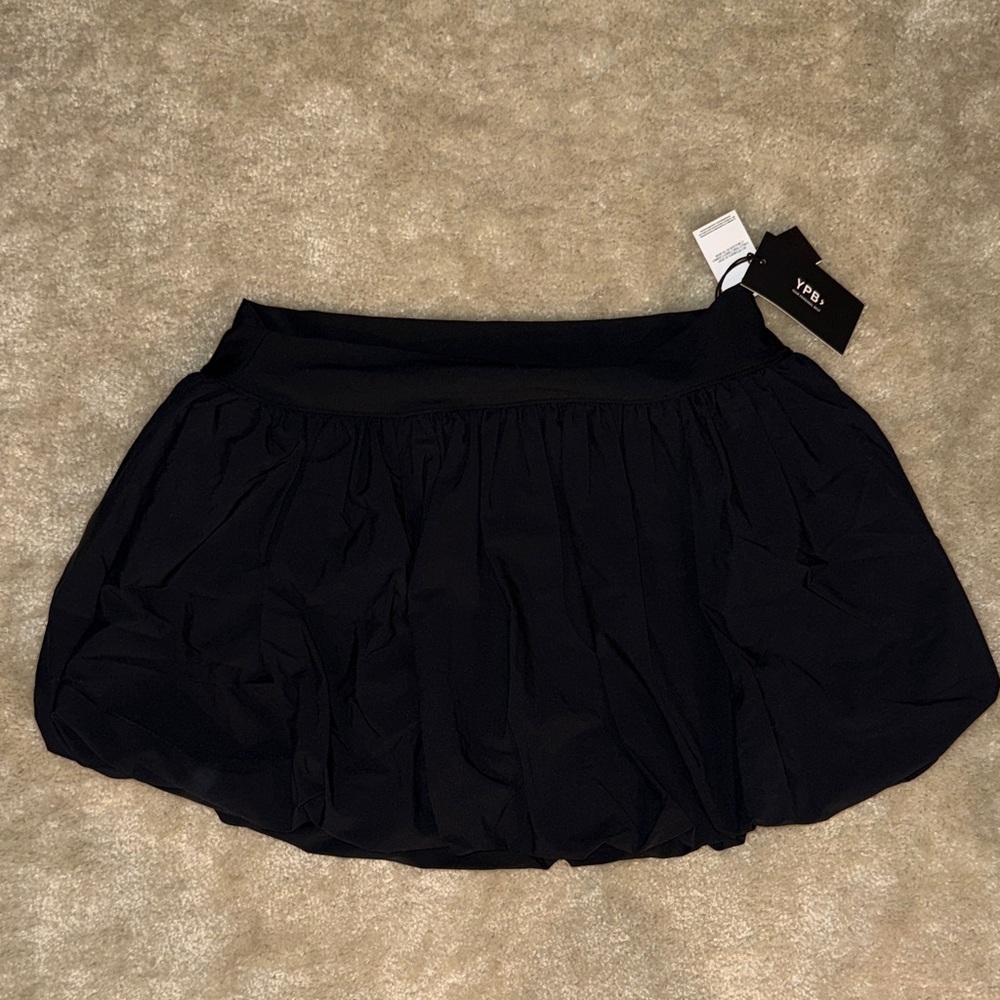 Women's Black Bubble Skirt with Elastic Waistband